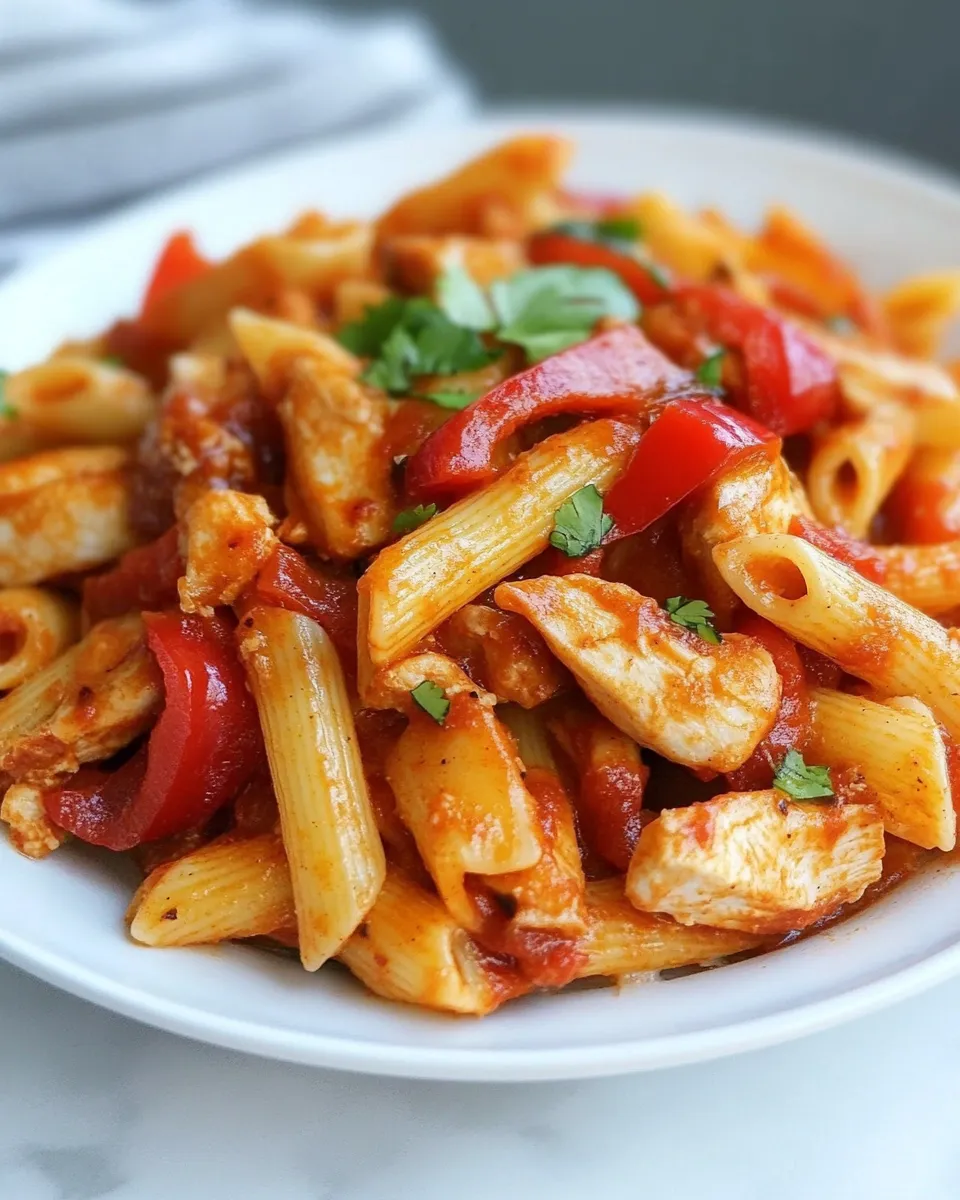 Easy Fajita Chicken and Enchilada Pasta food shot