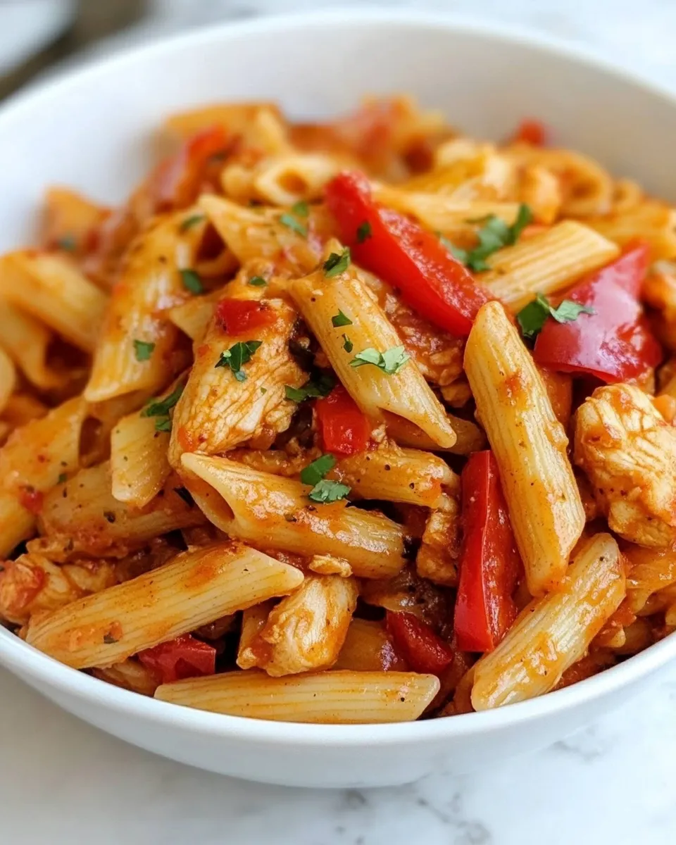 Delicious Fajita Chicken and Enchilada Pasta plate image