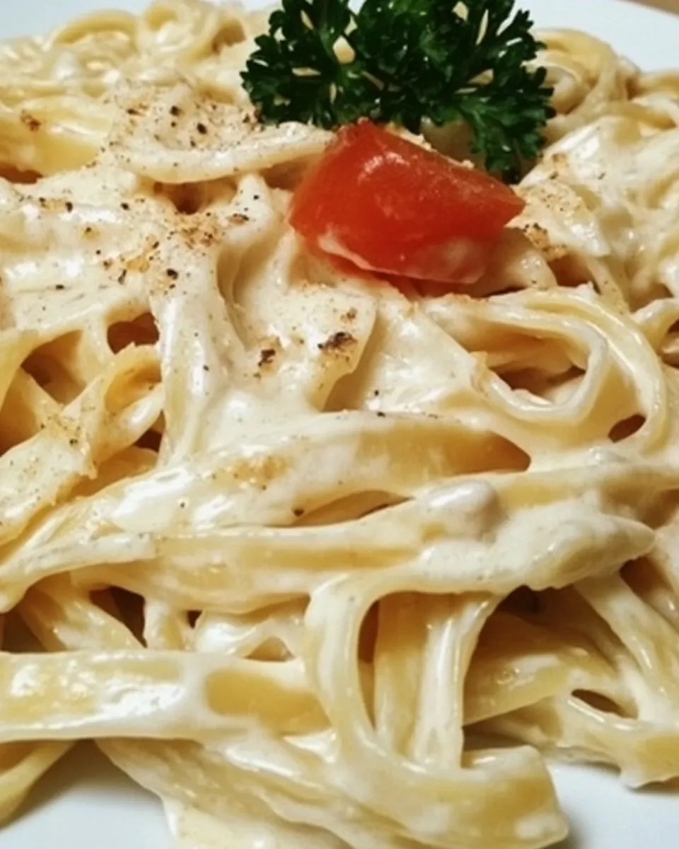 Homemade Fettuccine Alfredo with Fresh Pasta photo