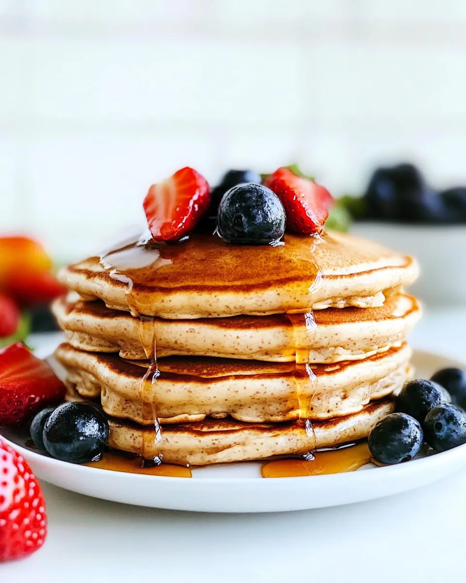 Easy Fluffy Whole Wheat Pancakes food shot