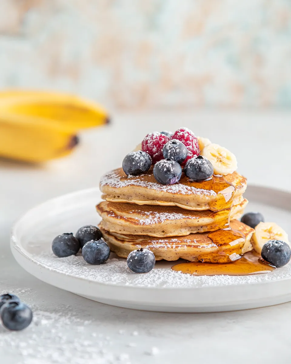 Delicious Fluffy blueberry & banana pancakes with oats picture