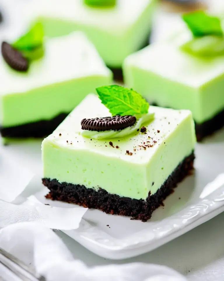 Homemade Foolproof Oreo Mint Cheesecake Bars Recipe photo