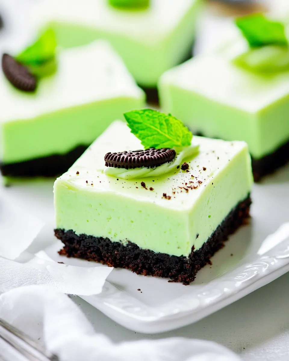 Homemade Foolproof Oreo Mint Cheesecake Bars Recipe photo