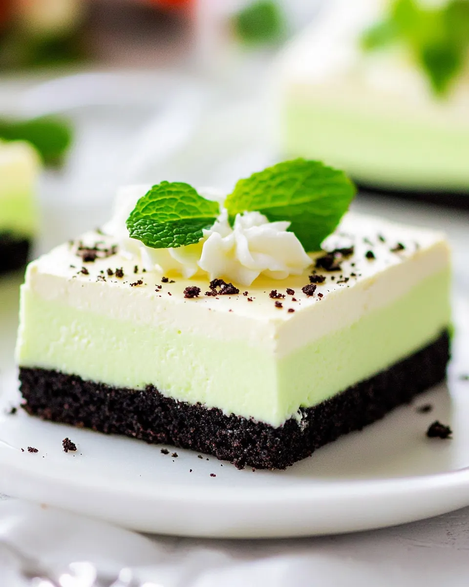 Classic Foolproof Oreo Mint Cheesecake Bars Recipe image