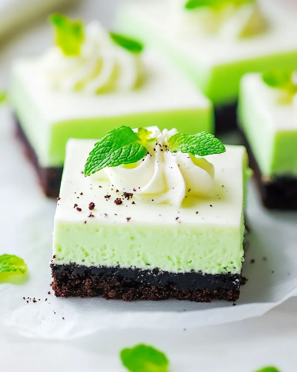 Easy Foolproof Oreo Mint Cheesecake Bars Recipe recipe photo
