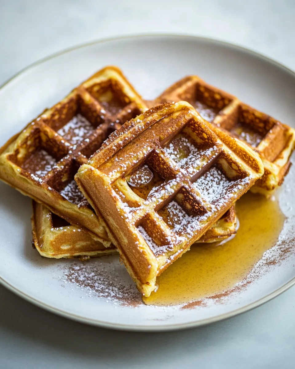 Homemade French toast waffles with cinnamon recipe photo