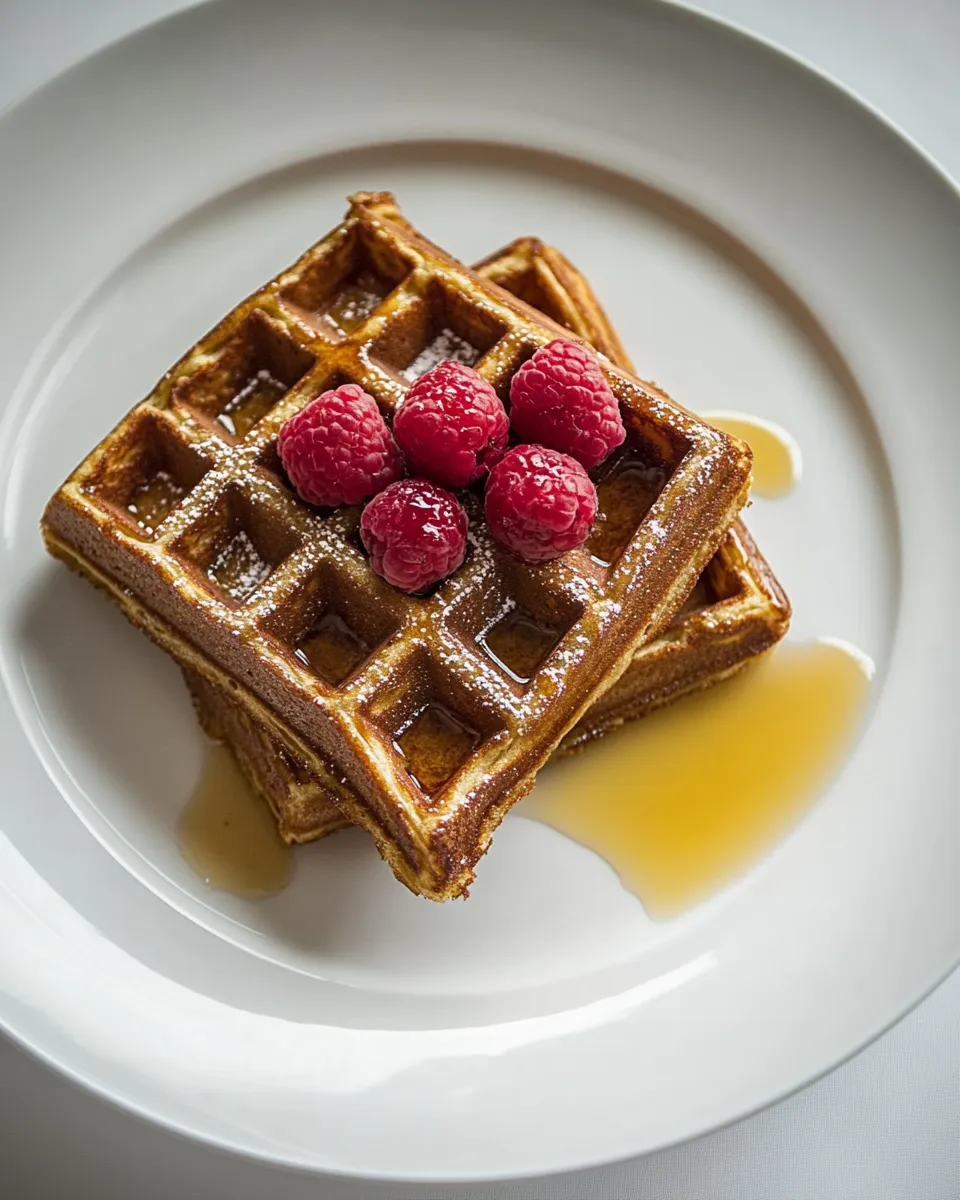 Easy French toast waffles with cinnamon food shot