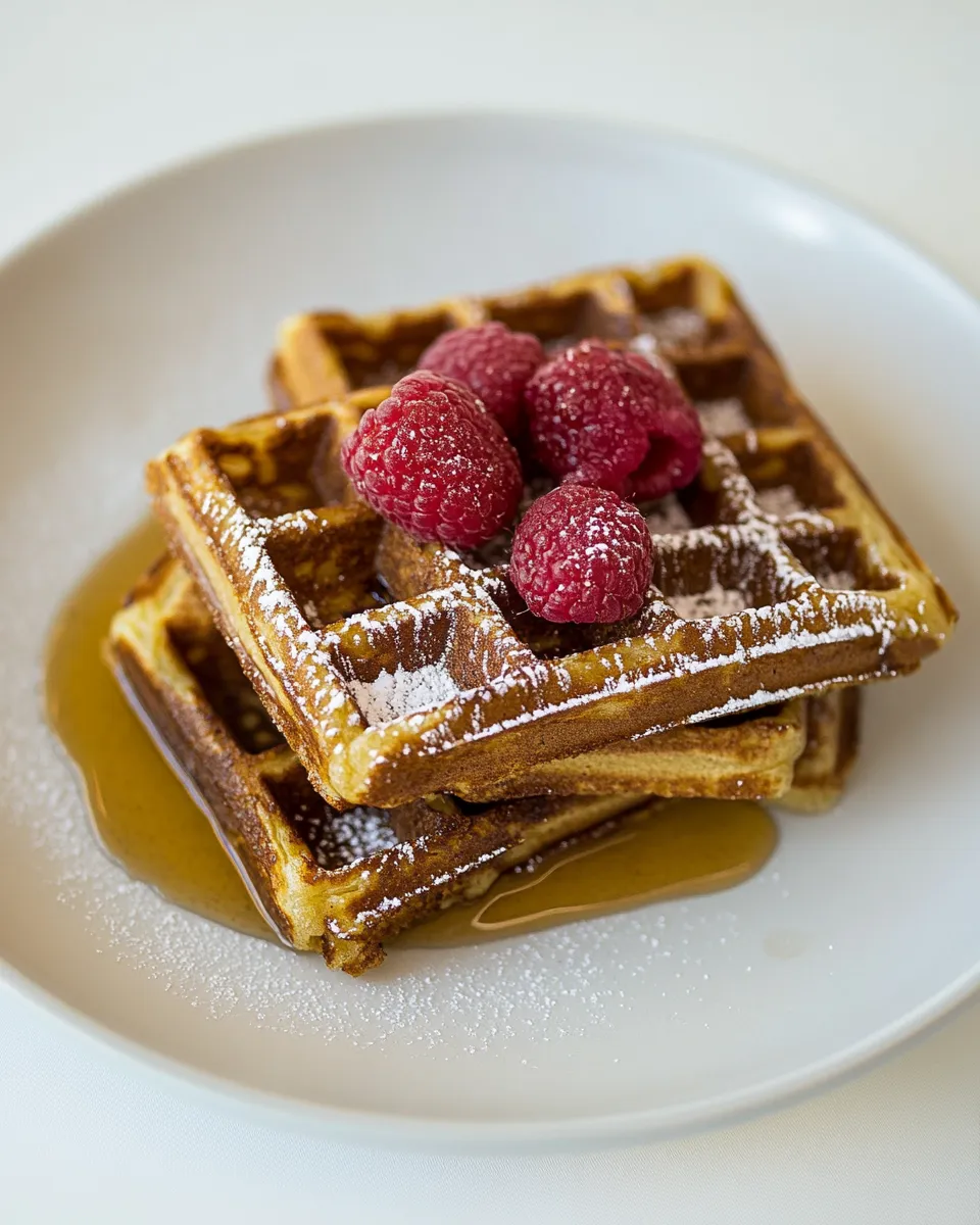 Delicious French toast waffles with cinnamon plate image
