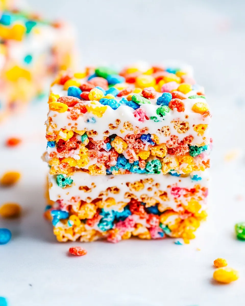 Homemade Fruity Pebbles Rice Krispies Treats recipe photo