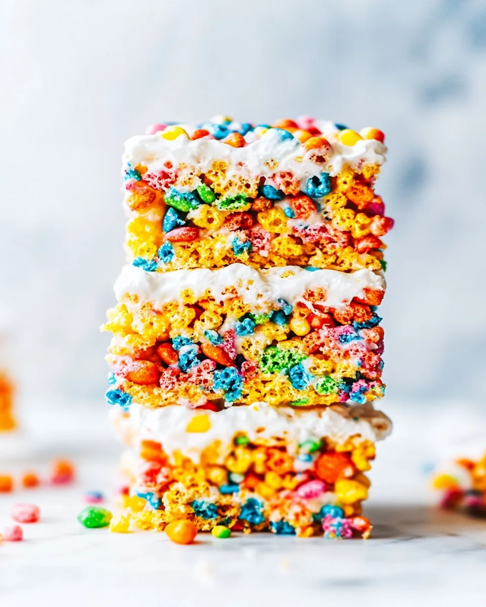 Easy Fruity Pebbles Rice Krispies Treats food shot