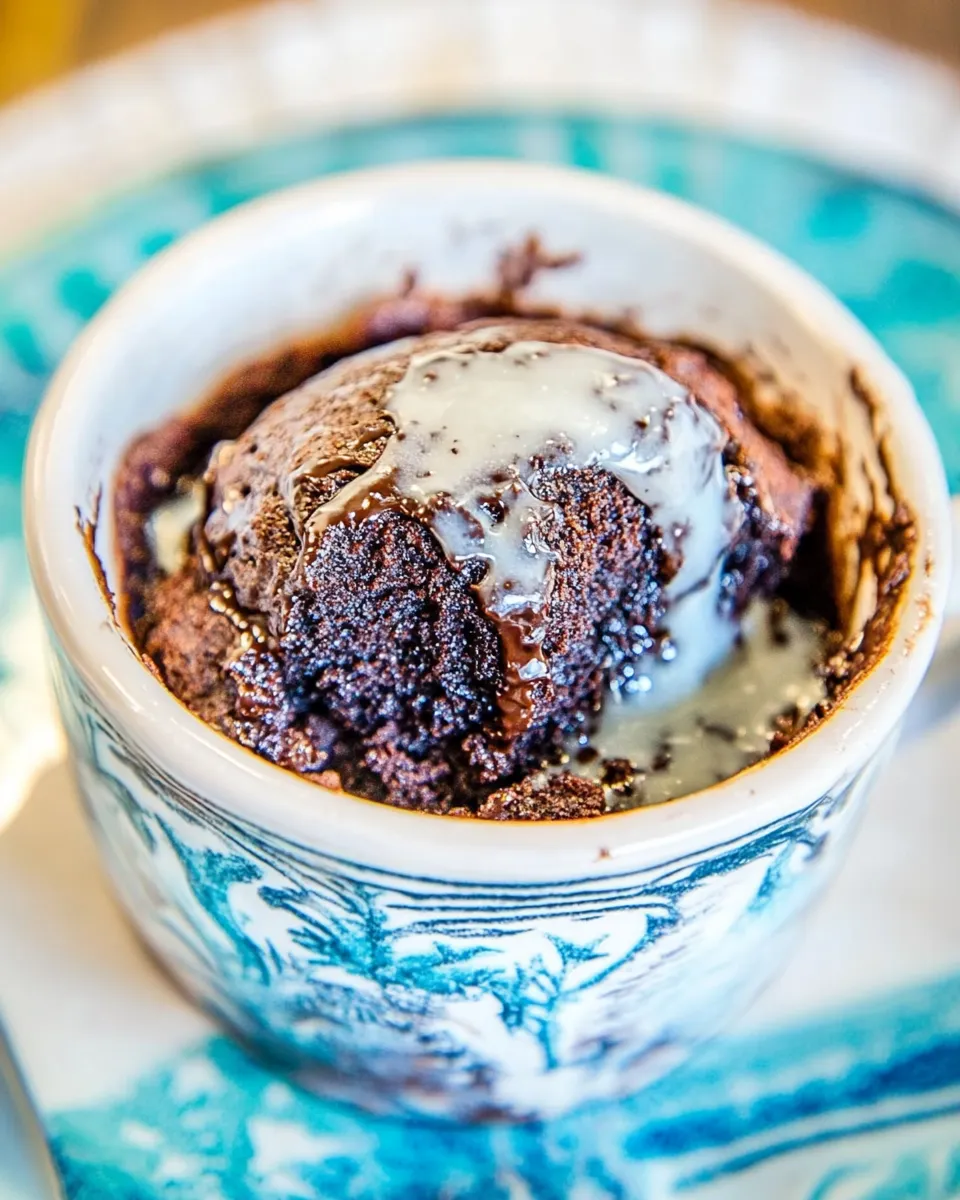 Easy Fudgy Chocolate Brownie Microwave Mugcake with Vanilla Glaze photo