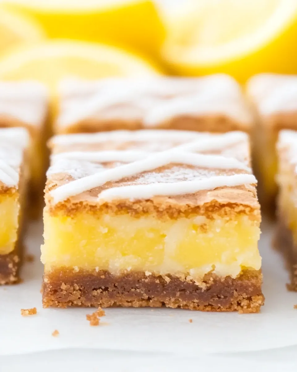 Easy Fudgy Lemon Brownie Bars (Lemon Blondies) food shot