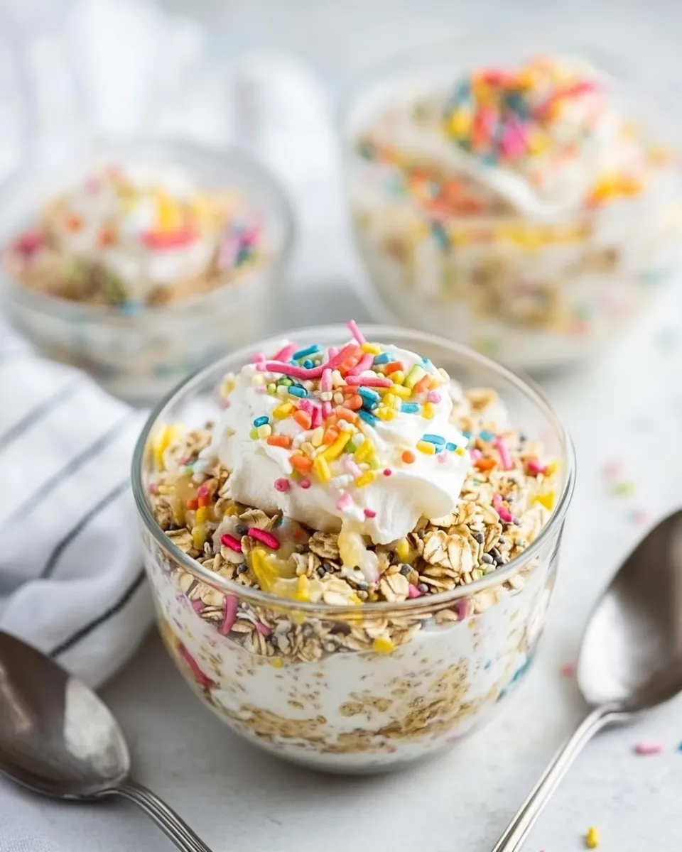 Delicious Funfetti Protein Overnight Oats food shot