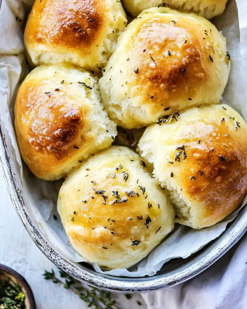 Easy Garlic Herb Parker House Rolls food shot