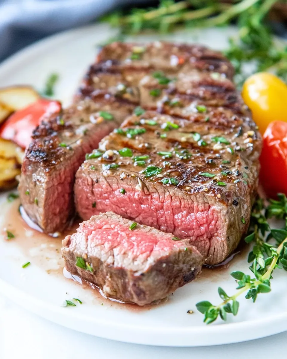 Healthy Garlic Herb Steak food shot