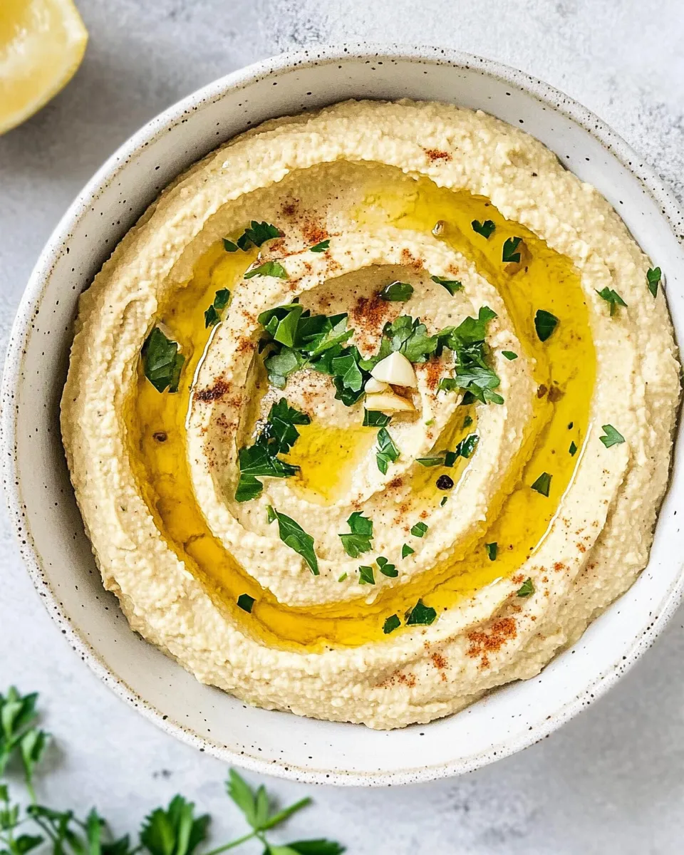 Easy Garlic Hummus dish photo