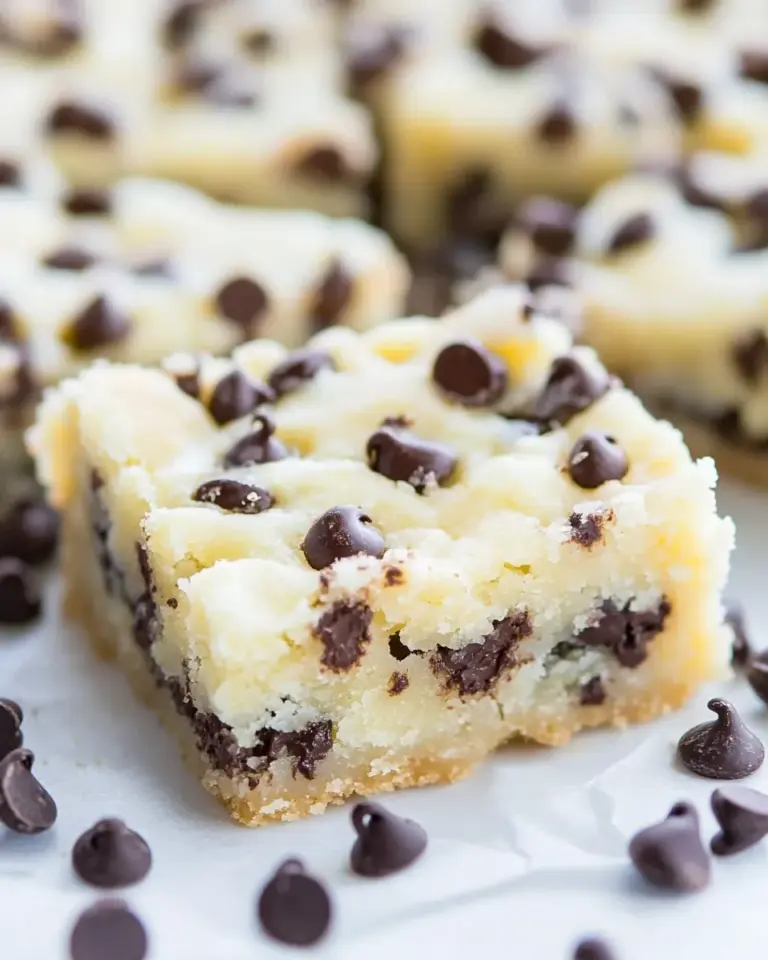 Homemade Gooey Butter Chocolate Chip Shortbread Bars recipe photo