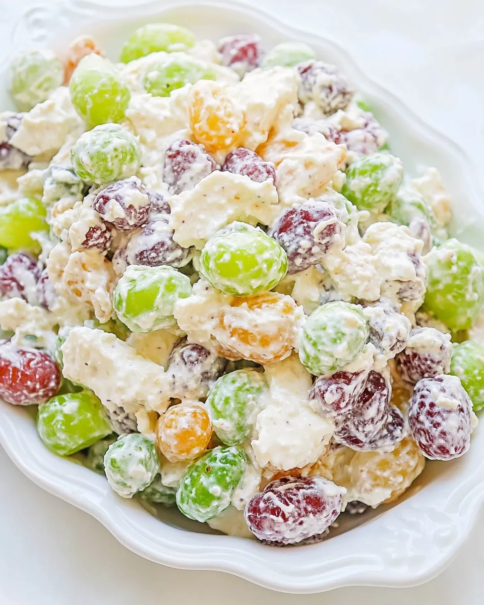 Easy Grape Salad with Cream Cheese Dressing: Creamy Southern Fruit Dessert recipe image