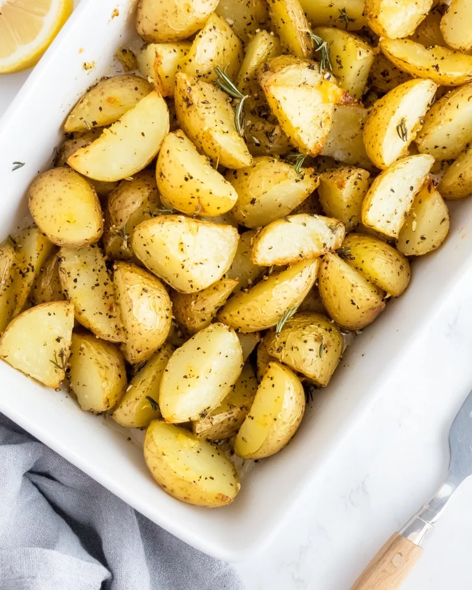 Delicious Greek Lemon Potatoes (Oven Roasted) food shot