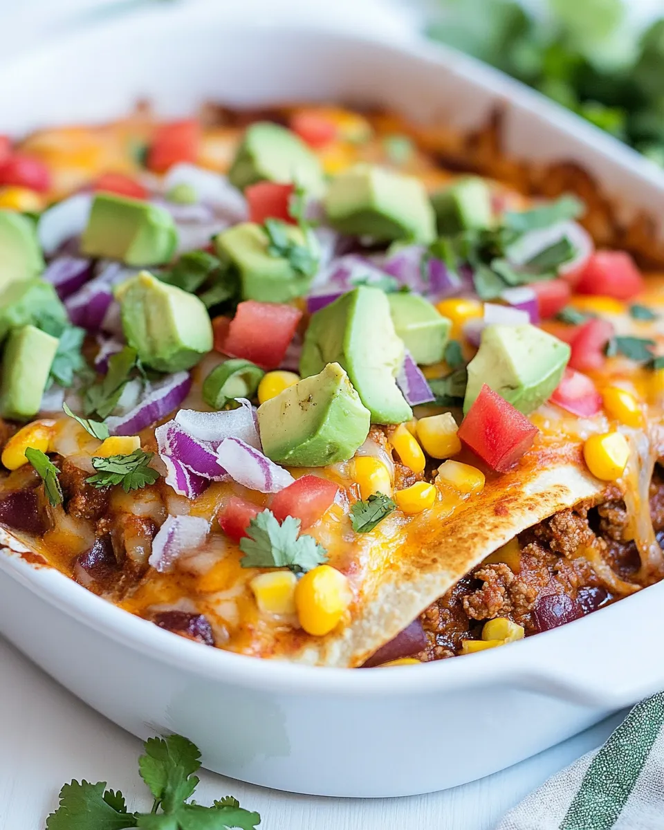 Classic Ground Beef Enchilada Casserole with Corn Tortillas recipe image