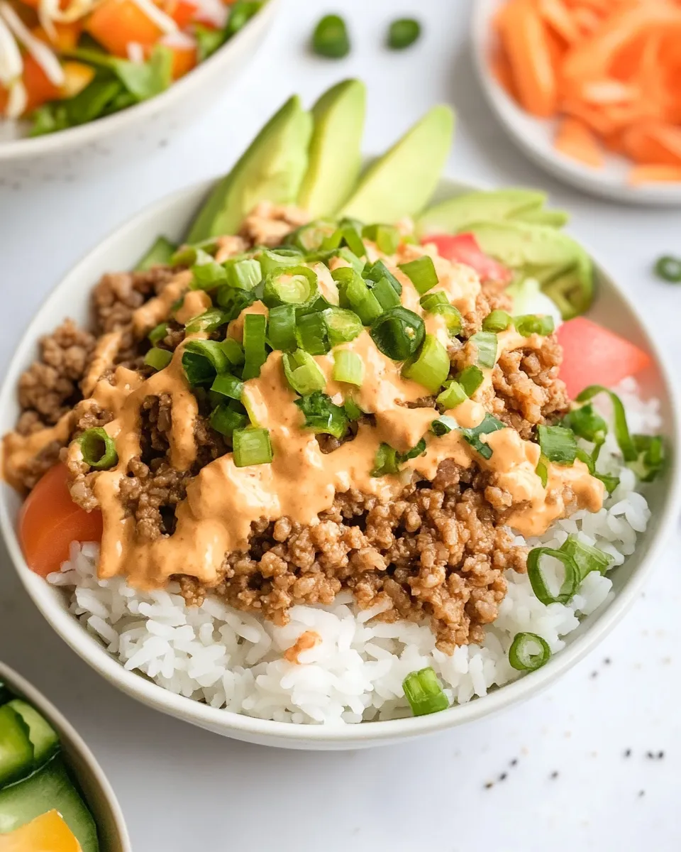 Delicious Ground Turkey Rice Bowls food shot