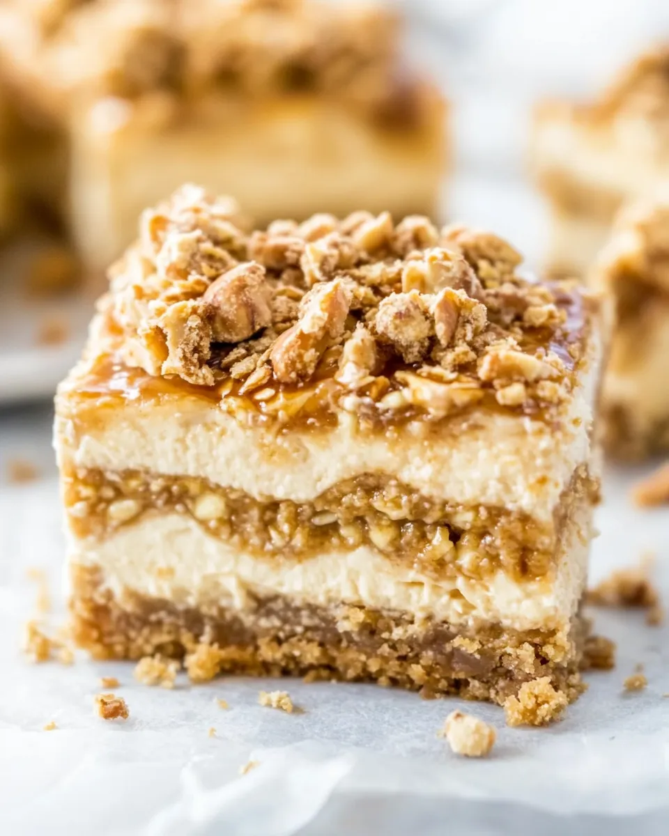 Classic Healthier Peanut Butter Cheesecake Bars dish photo