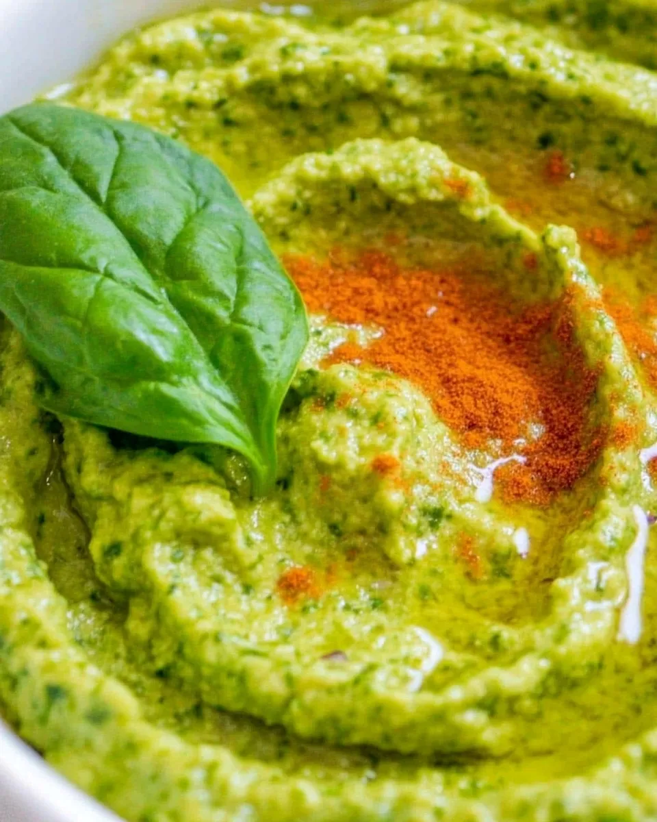 Delicious Healthy Homemade Spinach Hummus Recipe dish photo