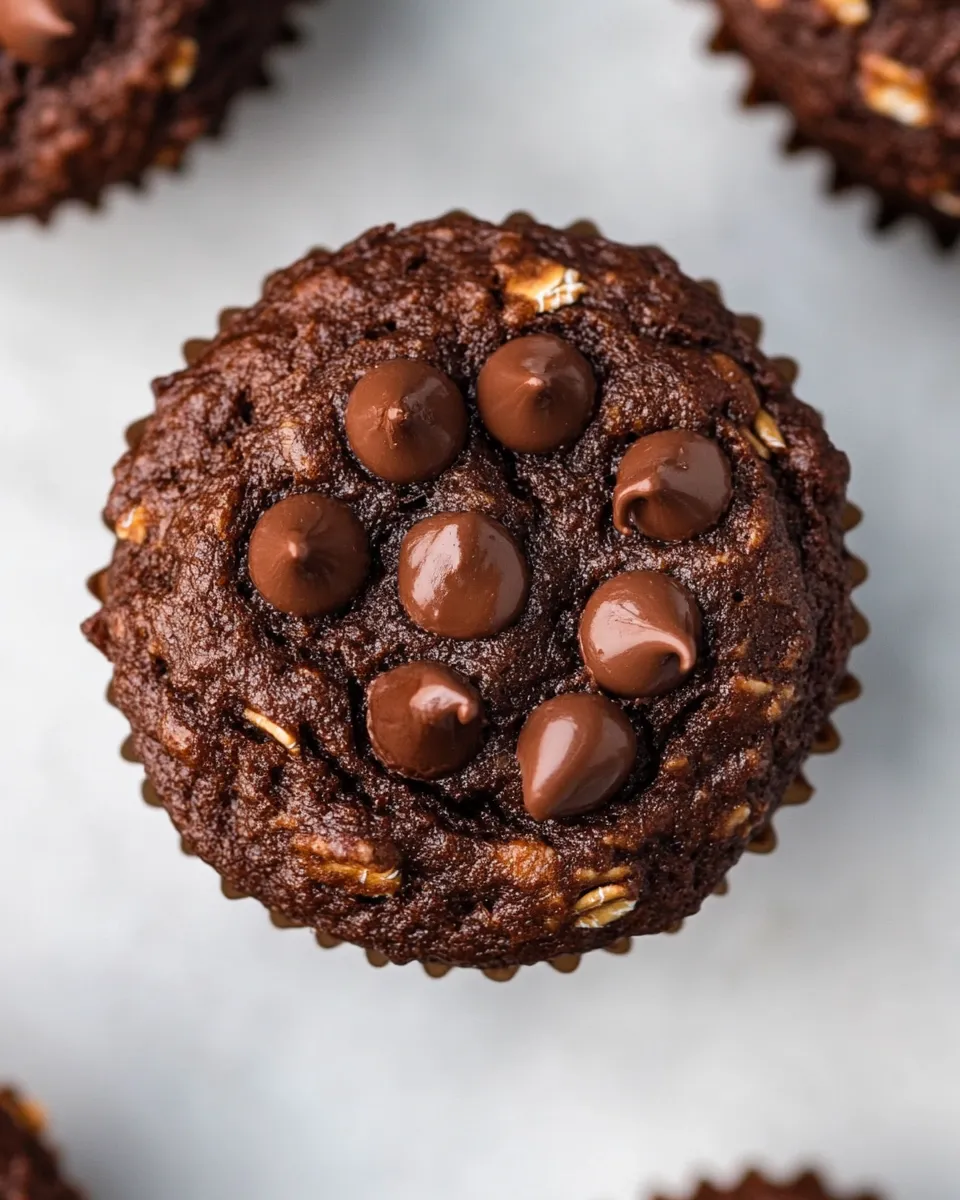 Delicious Healthy Oatmeal Double Chocolate Muffins shot
