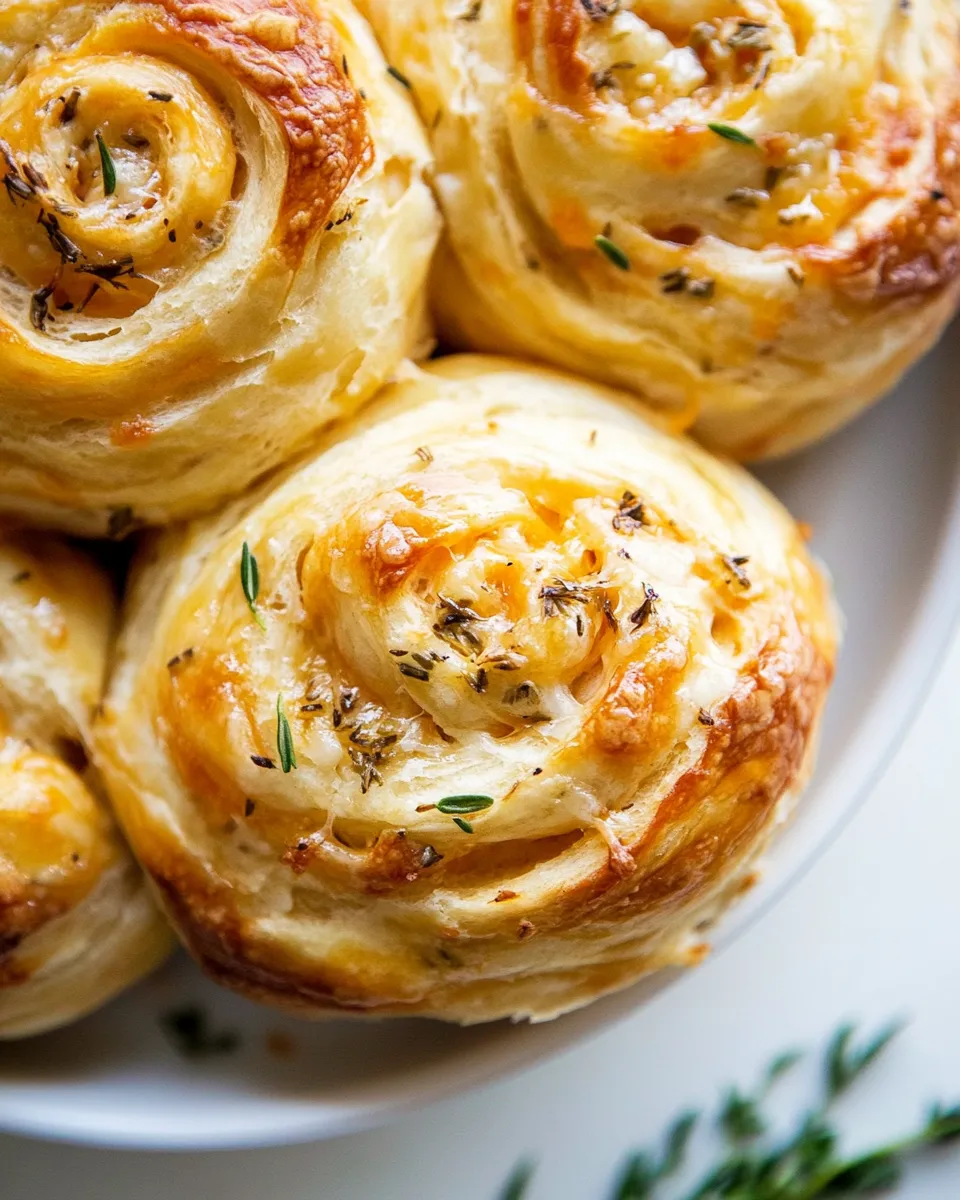 Easy Herby Everything Cheddar Swirl Buns. food shot