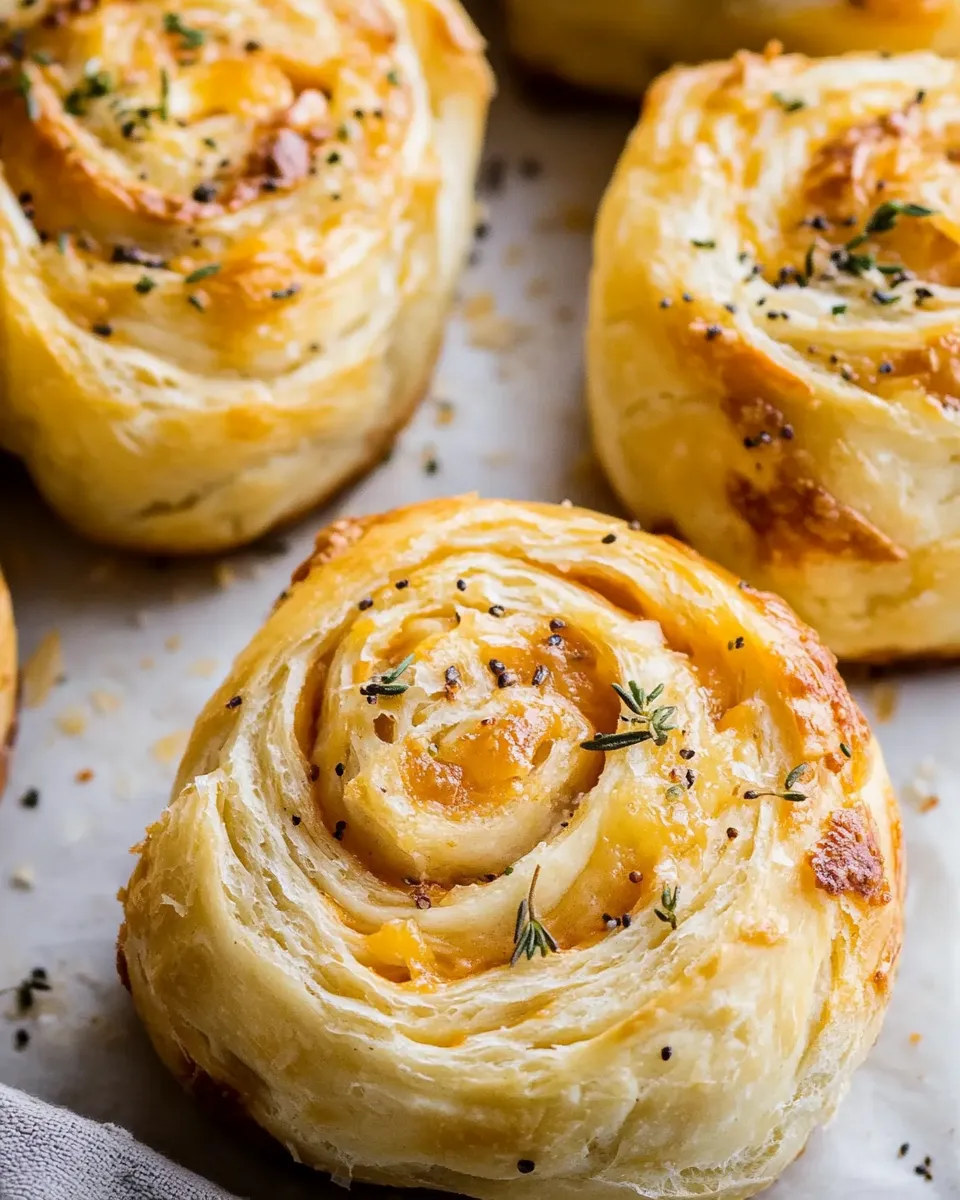 Delicious Herby Everything Cheddar Swirl Buns. plate image
