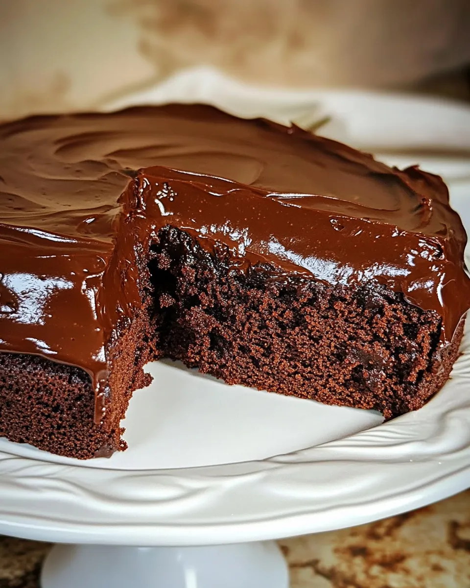 Delicious Homemade Chocolate Cake with Chocolate Frosting food shot