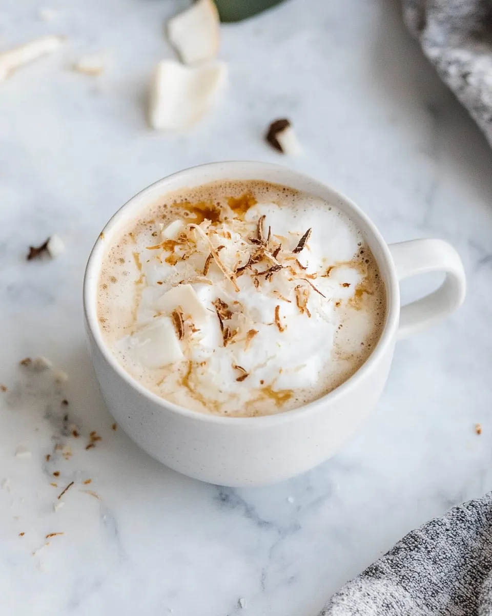 Classic Homemade Coconut Lattes. food shot