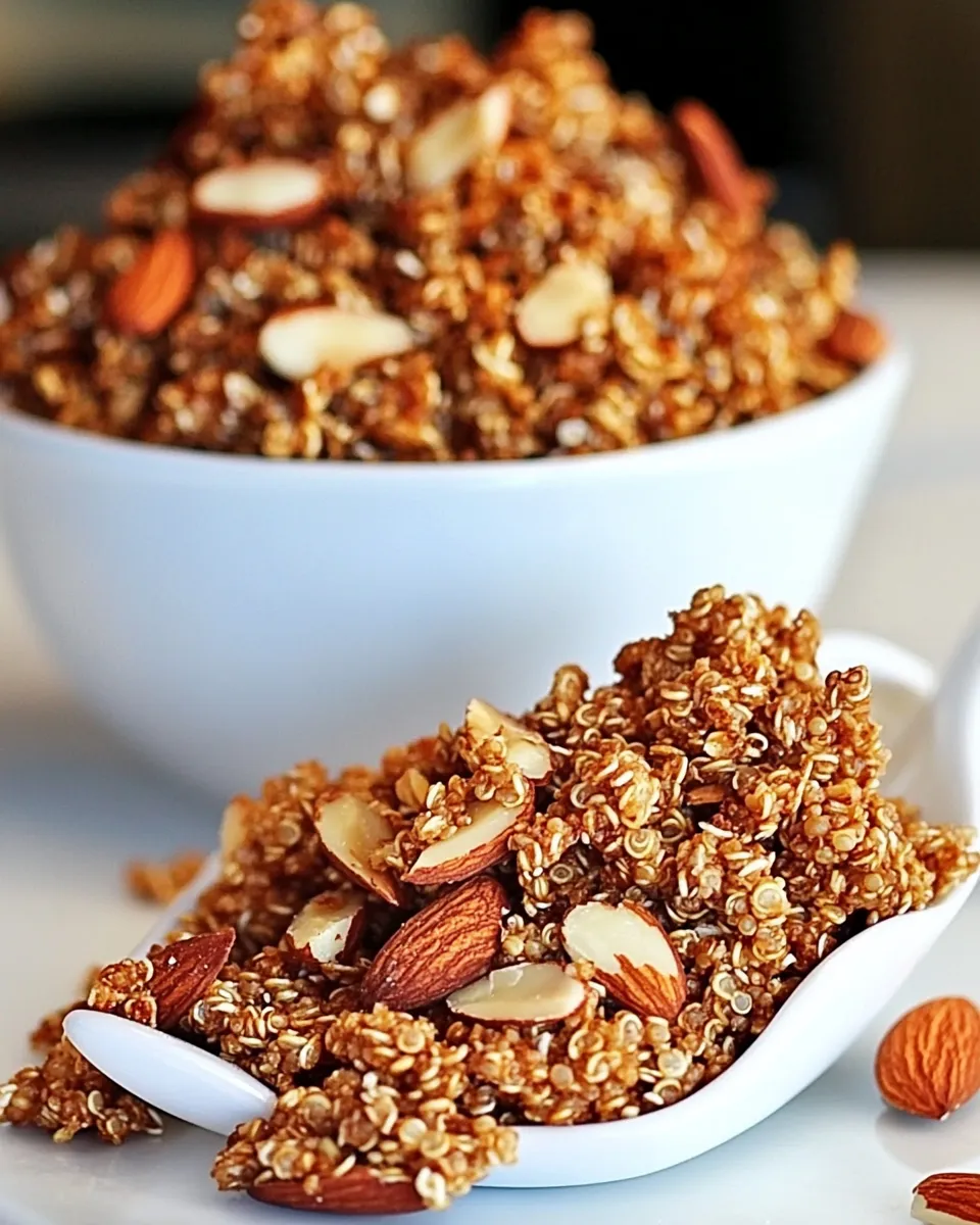 Delicious Honey Almond Quinoa Granola food shot