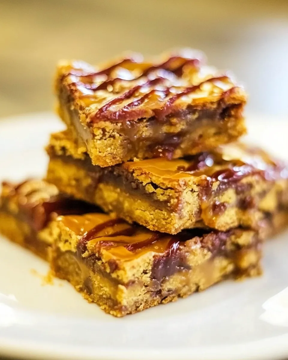 Delicious Hot Fudge and Salted Caramel Blondies shot
