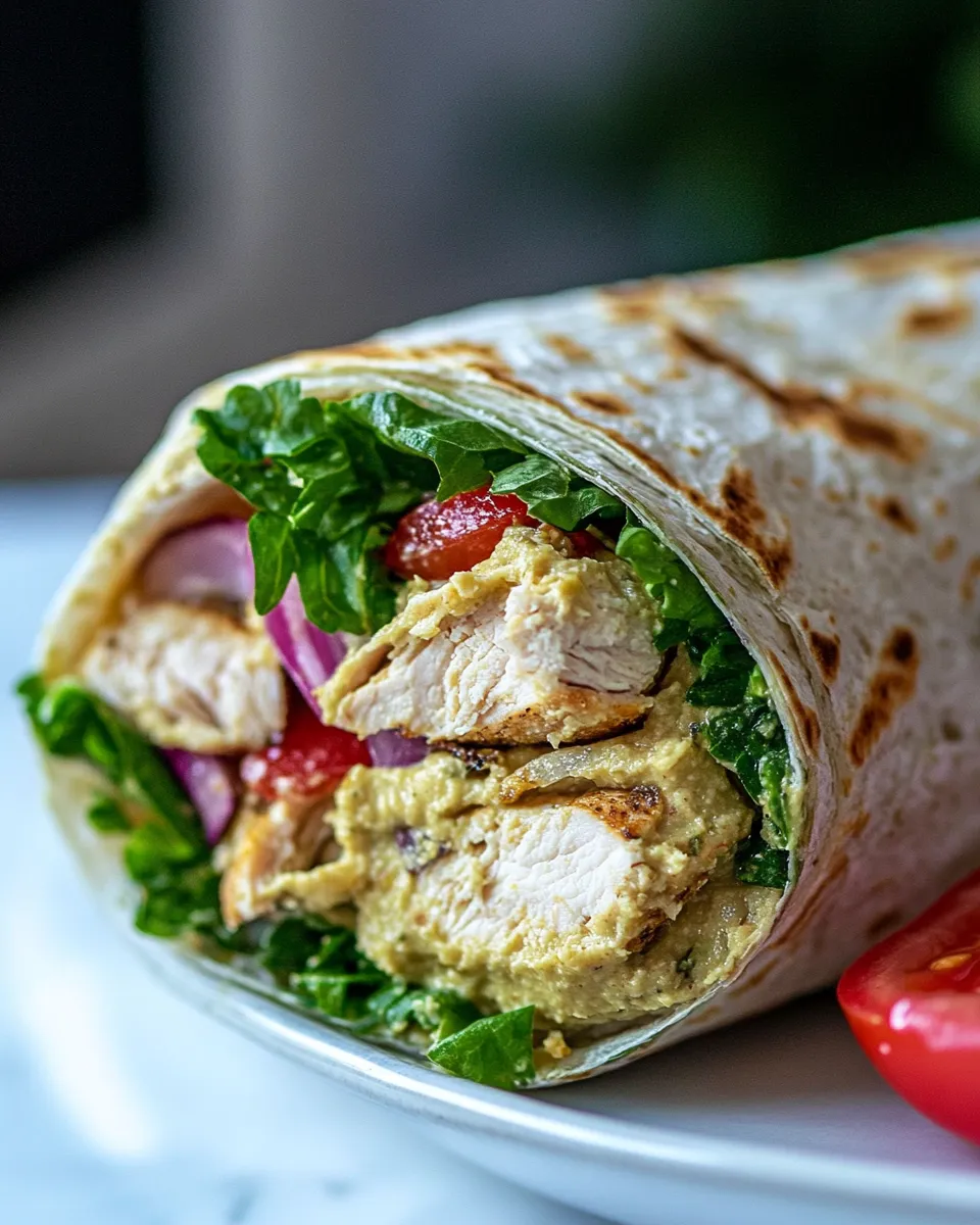 Easy Hummus and chicken Wraps (Quick, Healthy, Adaptable) food shot
