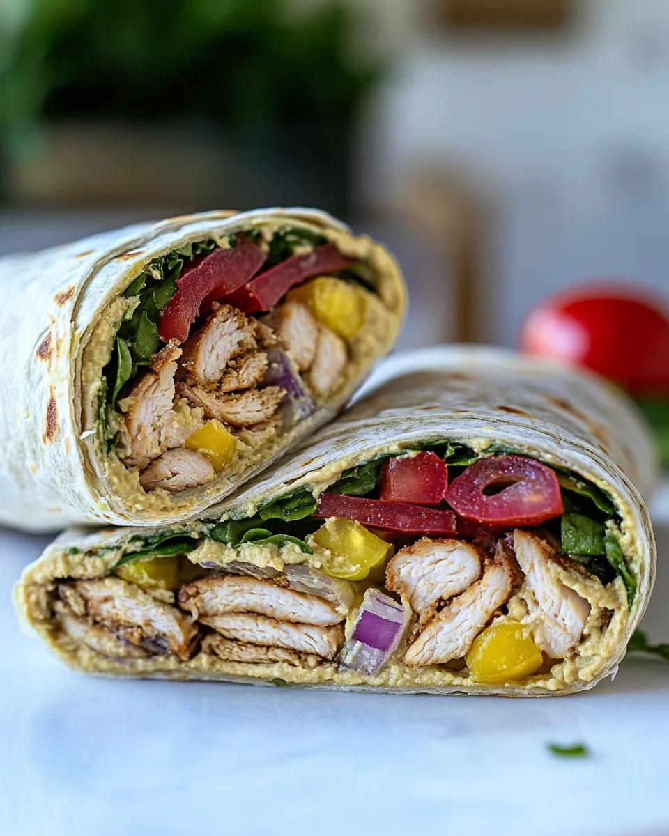Delicious Hummus and chicken Wraps (Quick, Healthy, Adaptable) plate image