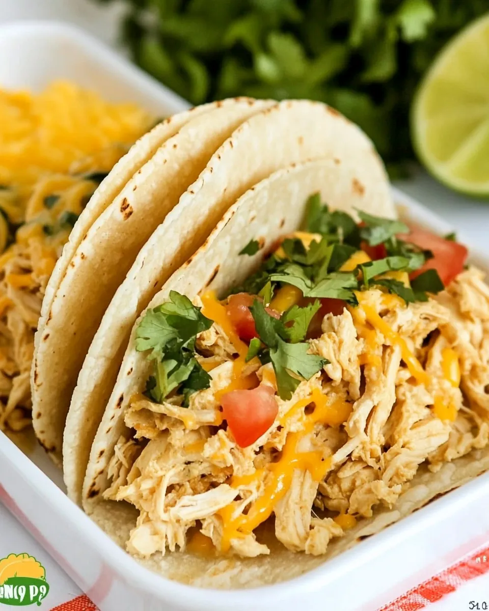 Easy Instant Pot Cheesy Chicken Tacos food shot