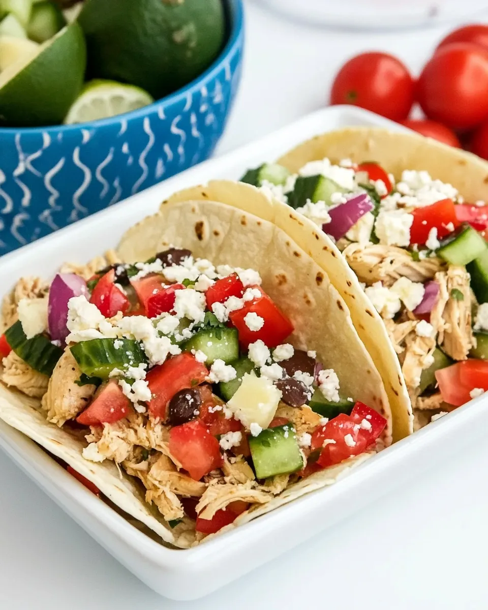 Healthy Instant Pot Greek Chicken Tacos dish photo