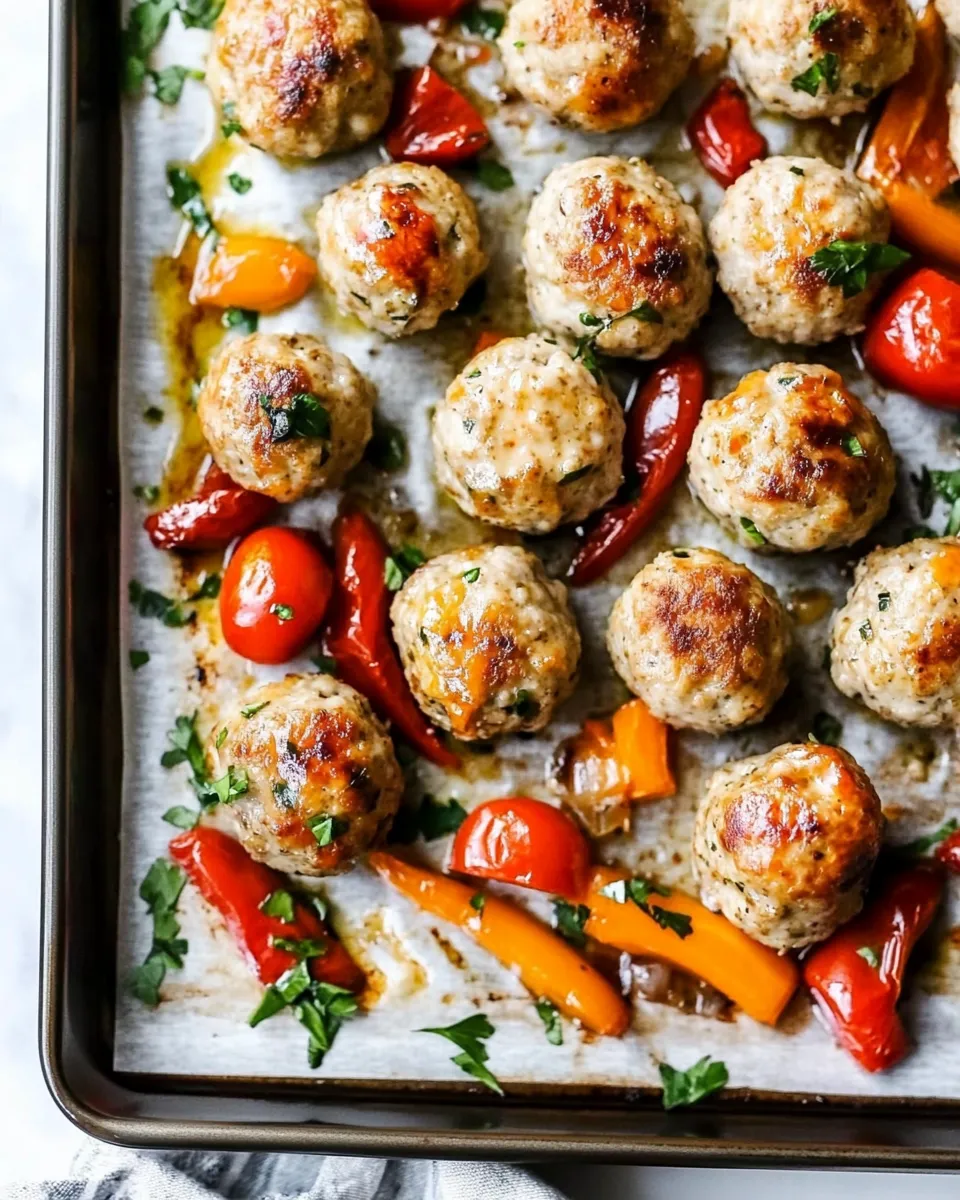 Best Italian Ground Turkey Meatball Sheet Pan Dinner recipe photo