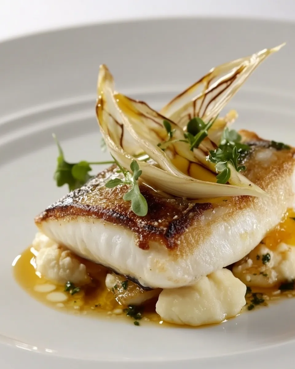 Classic John Dory with Orange Glazed Endive & Cauliflower Puree dish photo