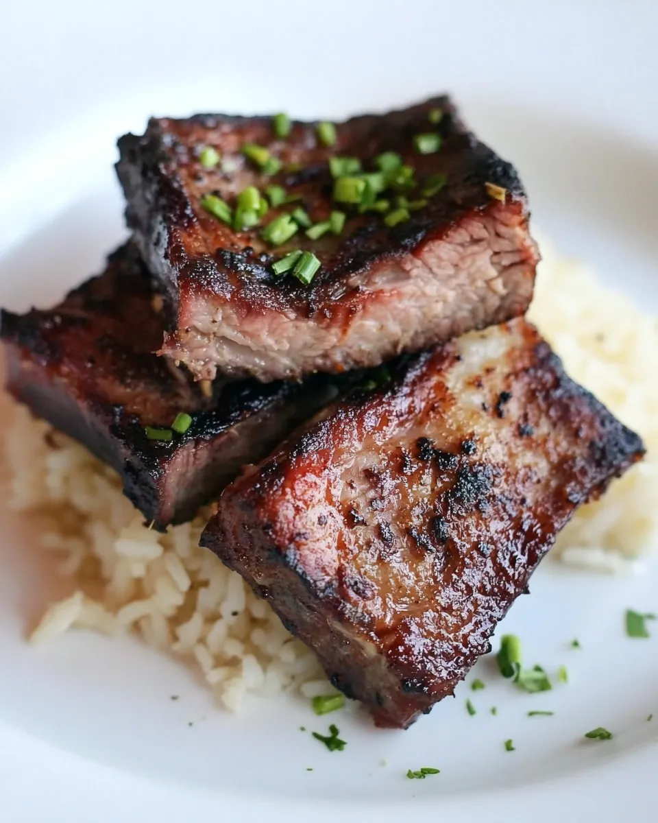 Easy Kalbi Ribs with Macadamia Nut Rice food shot