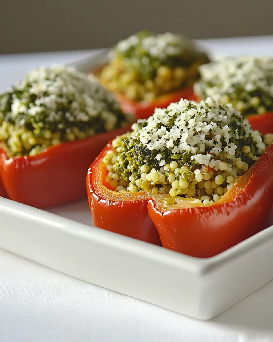 Classic Kale Pesto Couscous Stuffed Peppers dish photo