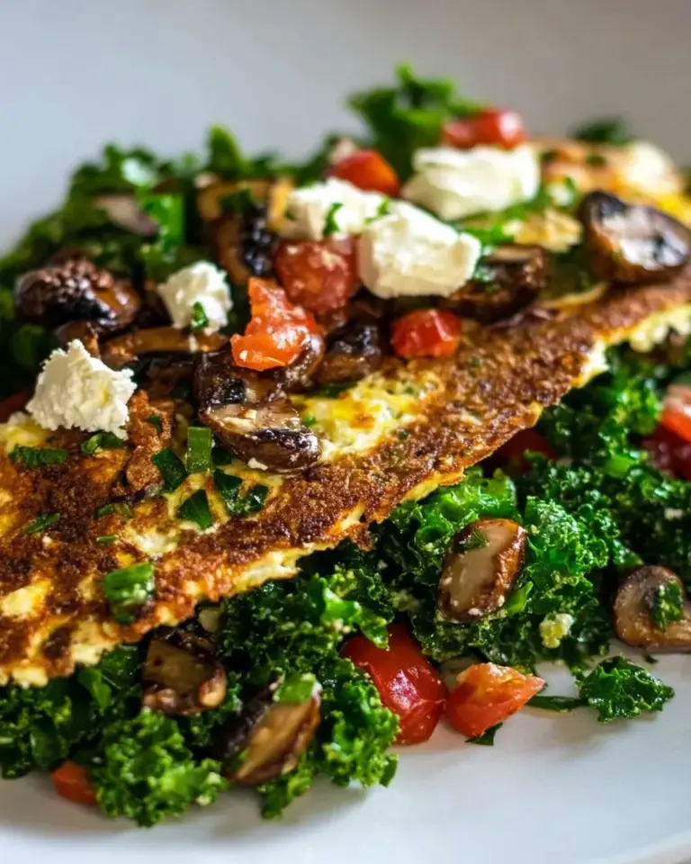 Homemade Kale Salad with Mushroom Omelet photo