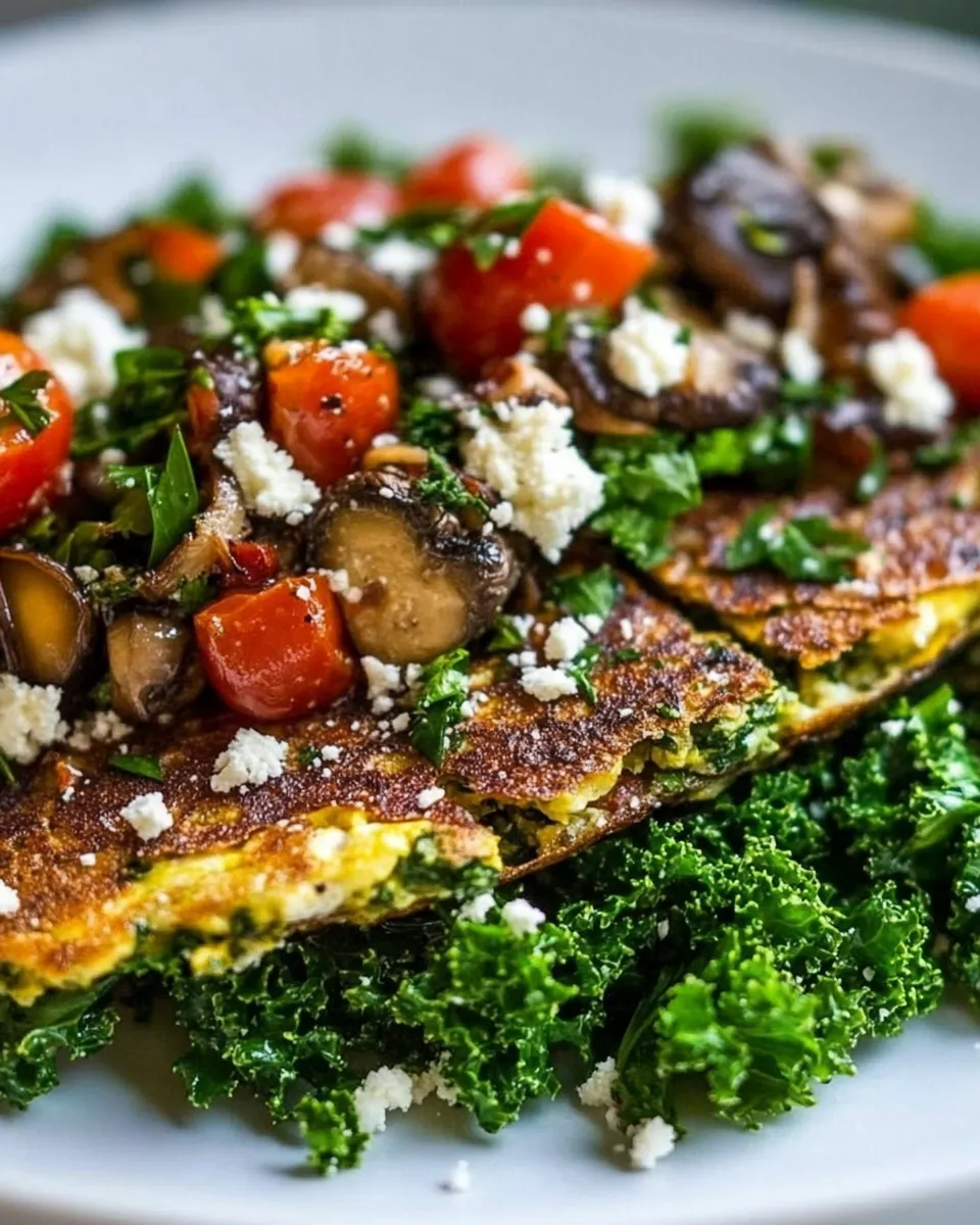 Classic Kale Salad with Mushroom Omelet image