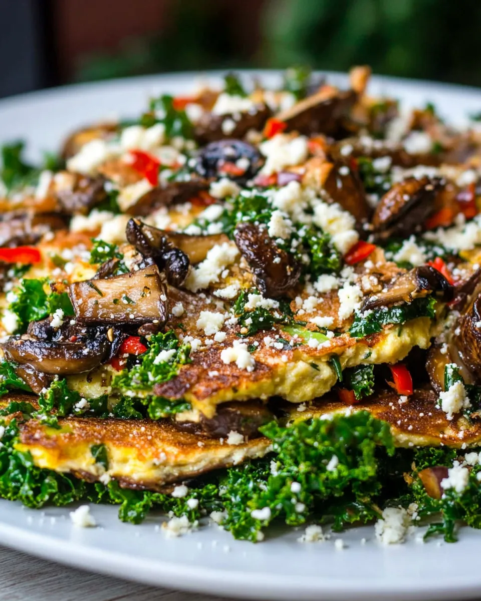 Easy Kale Salad with Mushroom Omelet recipe photo
