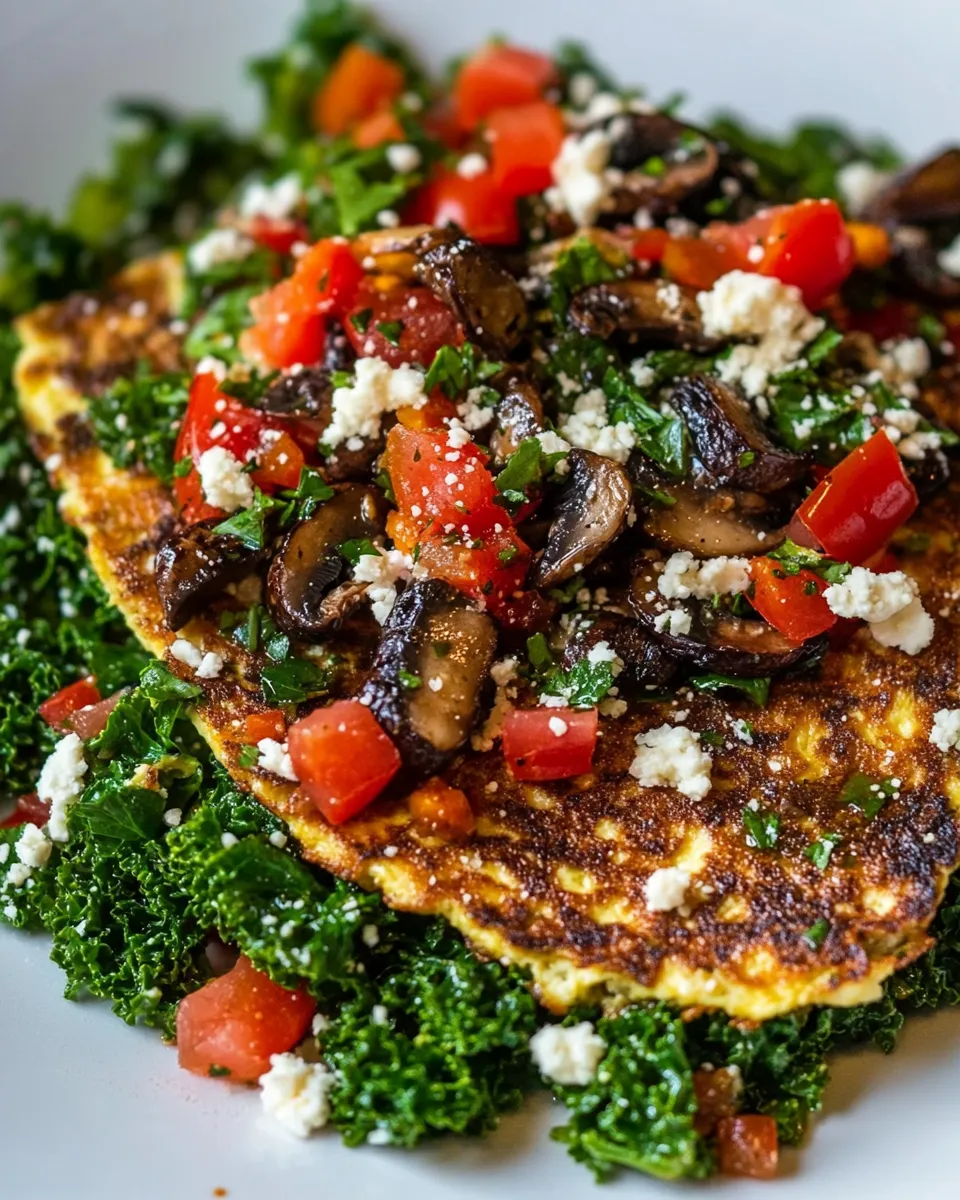 Delicious Kale Salad with Mushroom Omelet dish photo