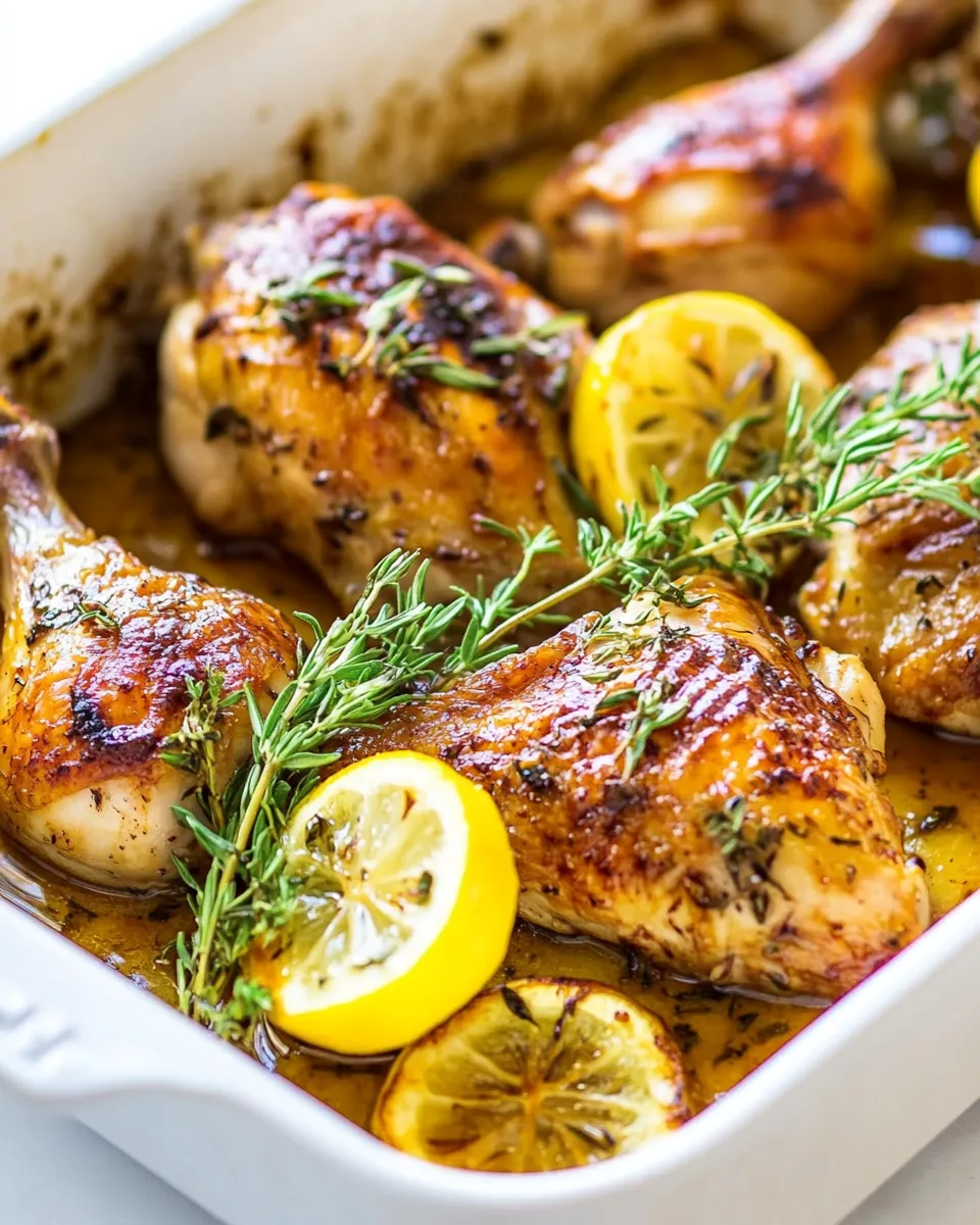 Easy Lemon Garlic Roasted Chicken Legs food shot