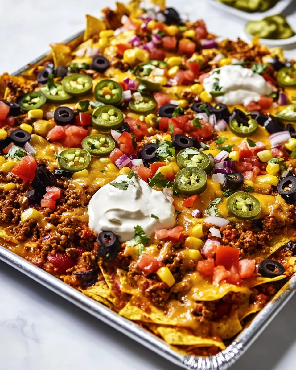 Easy Loaded Sheet Pan Nachos food shot