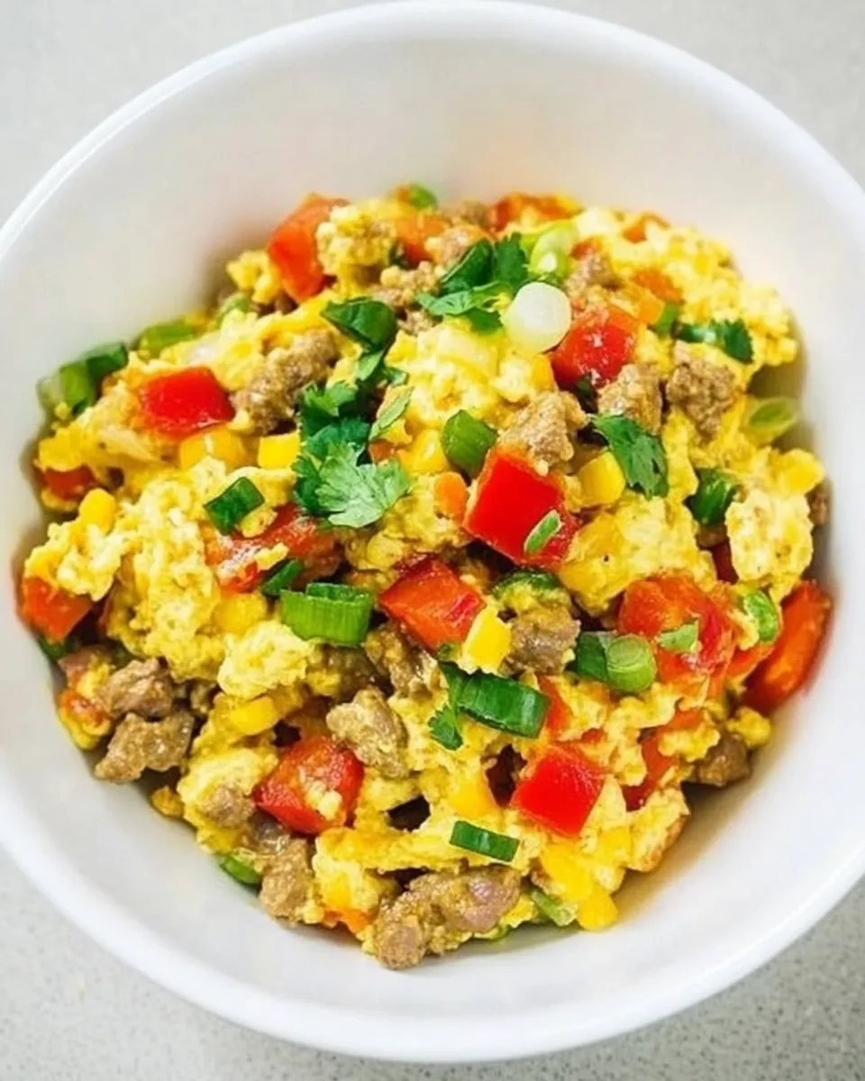 Easy Loaded Southwestern Scramble food shot