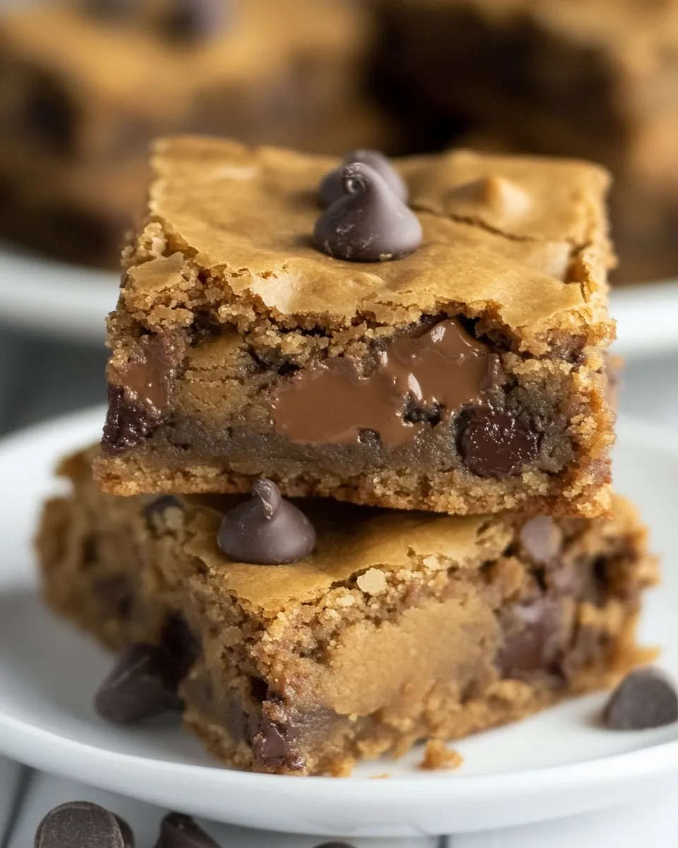 Delicious Malted Chocolate Chip Blondies food shot